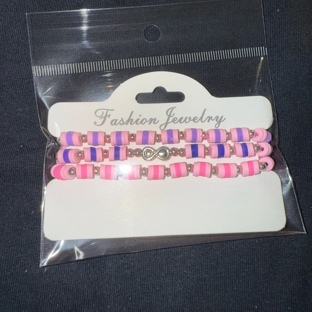 🌹 Infinity Charm Pink and Purple Beaded Bracelet